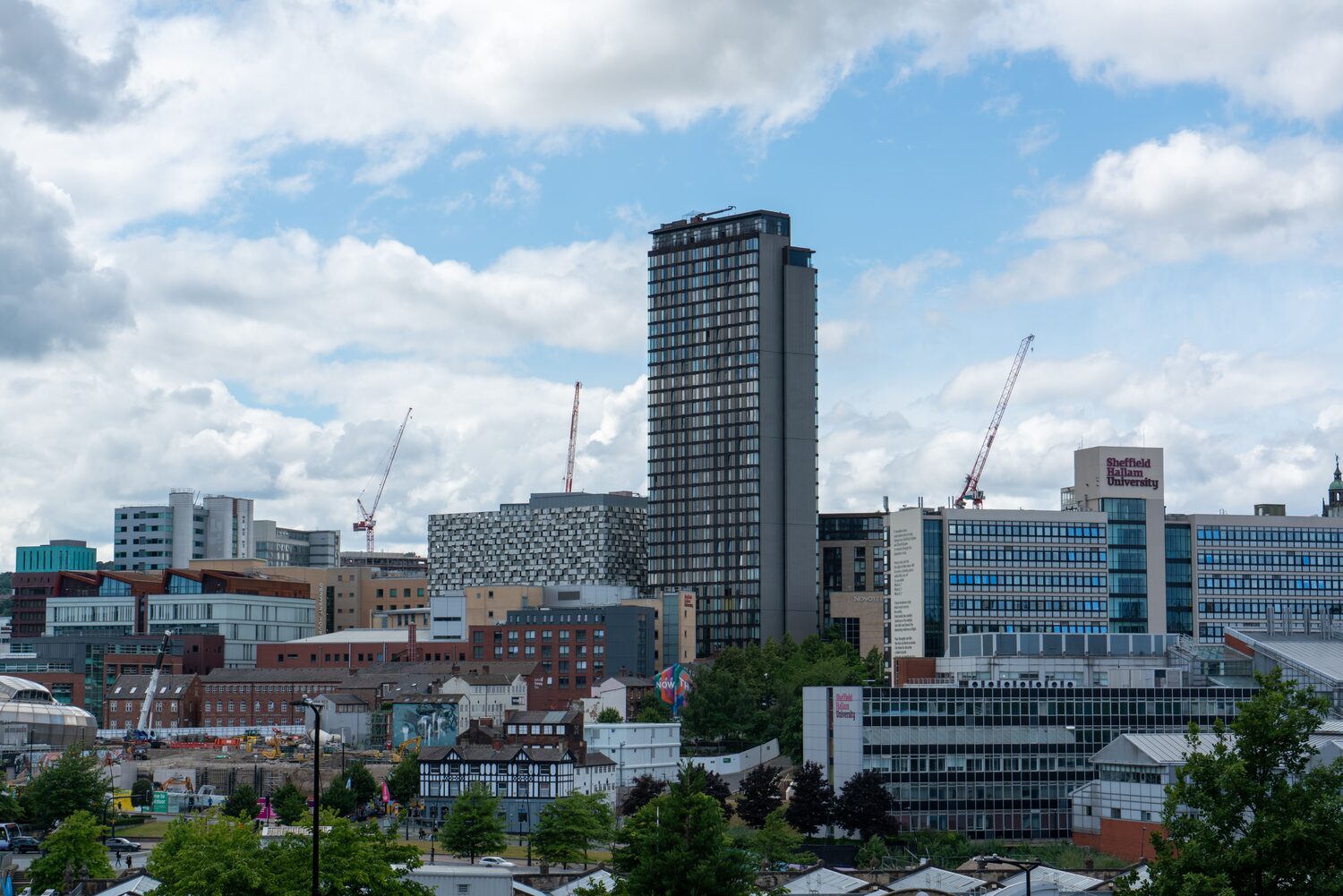 Sheffield city skyline with cranes marking ongoing regeneration